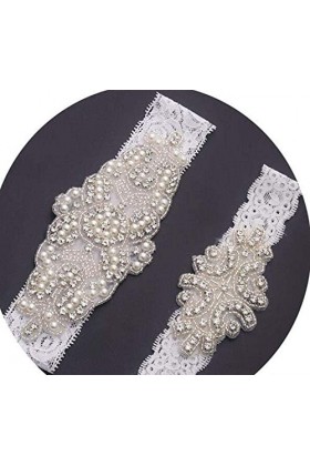 TONZN Jarretière en Dentelle pour Dames, Accessoires de Mariage Nuptiale jarretière en Dentelle Sexy-Blanc_L, Ceintures en De