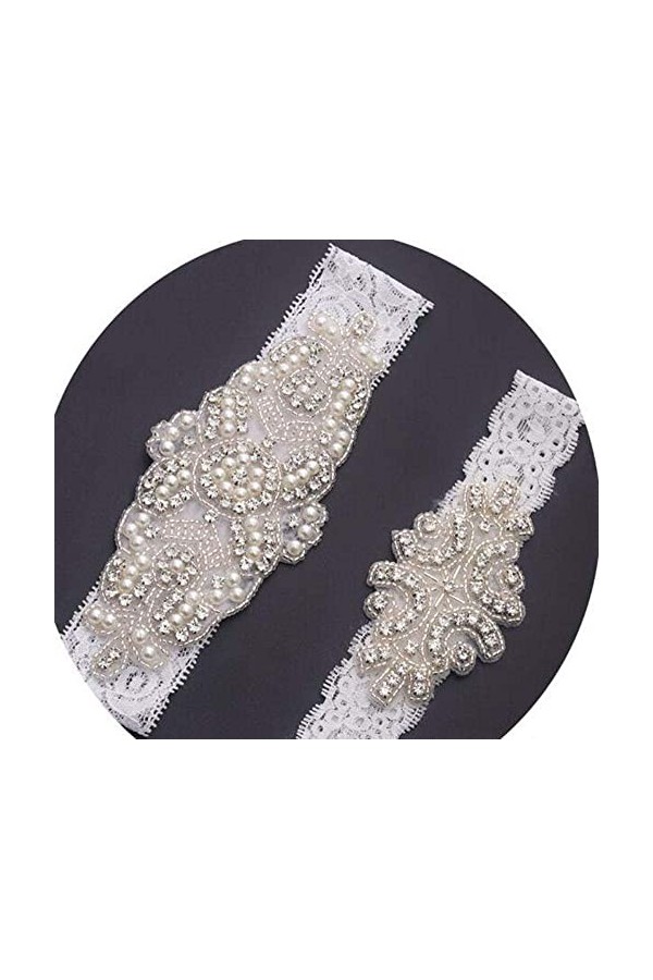 TONZN Jarretière en Dentelle pour Dames, Accessoires de Mariage Nuptiale jarretière en Dentelle Sexy-Blanc_L, Ceintures en De