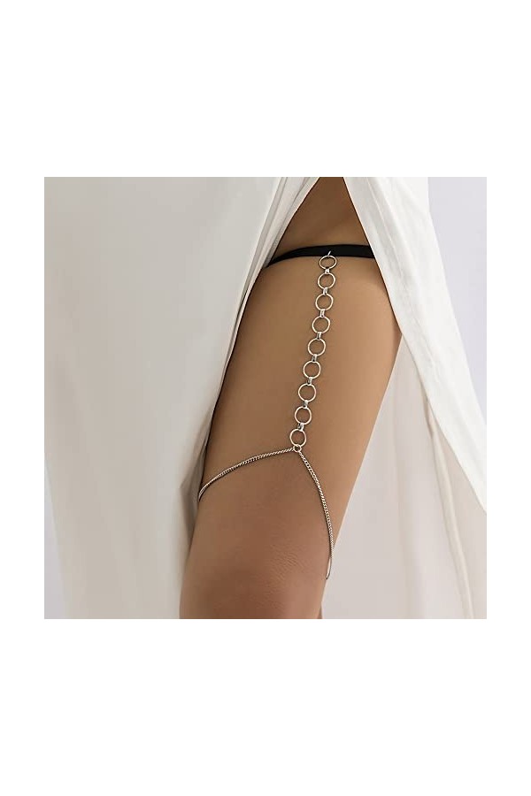 HEIMP WXYNHHD Sexy Punk Élastique Bande Jambe Cuisse Chaîne for Femmes Prom Party Décorer Multicouche Cirlce Pendentif Réglab