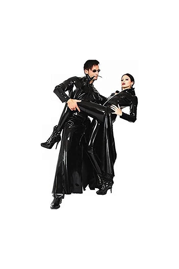 Unisexe Catsuit Sexy Wetlook Shiny Patent Leather Jumpsuit Carnival Party Clothes,Noir,Grand
