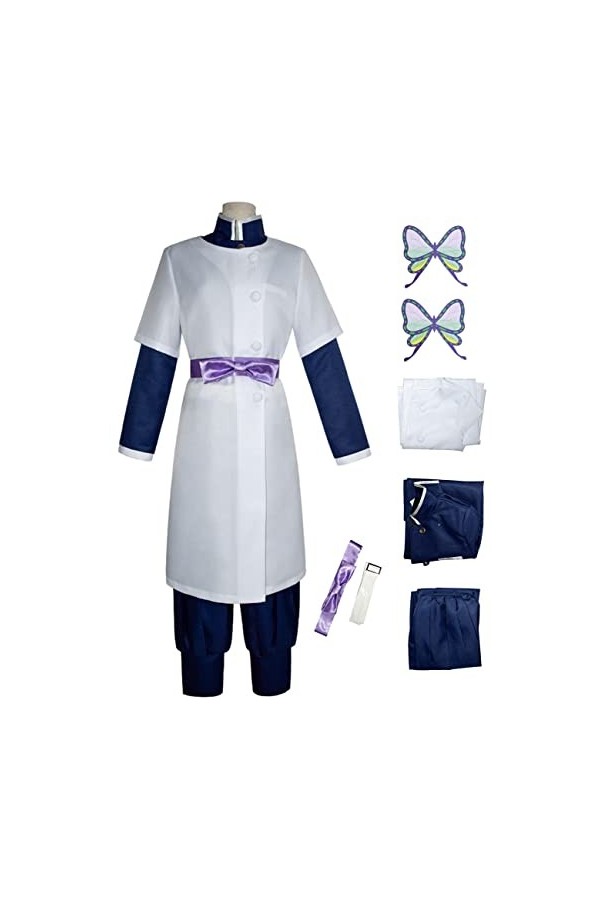 Foanja Kanzaki Aoi Déguisement Femme Cosplay Demon Slayer Corps Anime Uniforme Complet et Papillon Barrettes à Cheveux pour A