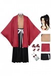 Foanja Tsugikuni Yoriichi Déguisement Homme Cosplay Demon Slayer Corps Samouraï Anime Uniforme Complet et Boucles doreilles 