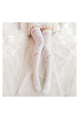 Lovely Girl Chaussettes Hautes Blanches Aux Genoux - Impression De Bas De Cuisse Ajouter des Bas De Soie De 70 Cm De Long Cha