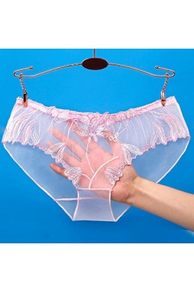 Bywenzai Culotte sous-Vêtements Transparents pour Femmes Dentelle Maille Culottes Lingerie Érotique Évider Fille Slips Fil Ne