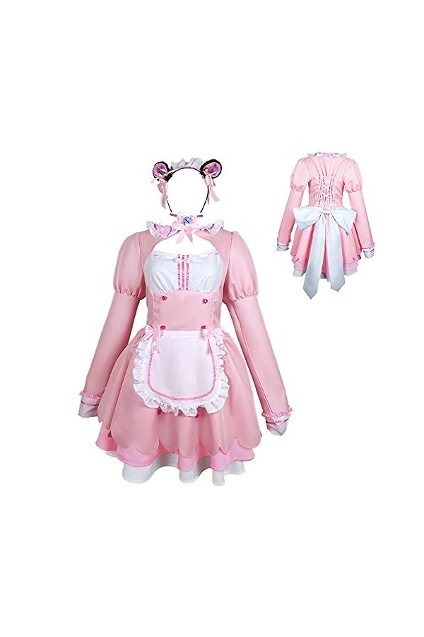Jilijia Costume sexy de soubrette sexy pour femme - Costume Nekopara - Rose - Lolita - Halloween, a, XL