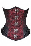 Corset basque en cuir brocart rouge et noir pour Halloween, rouge/noir, taille 46-47"