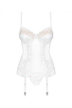 Obsessive Corset porte-jarretelles avec string pour femme - Blanc - 38