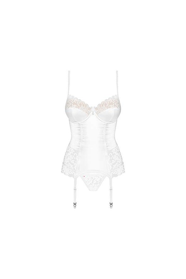 Obsessive Corset porte-jarretelles avec string pour femme - Blanc - 38