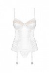 Obsessive Corset porte-jarretelles avec string pour femme - Blanc - 38