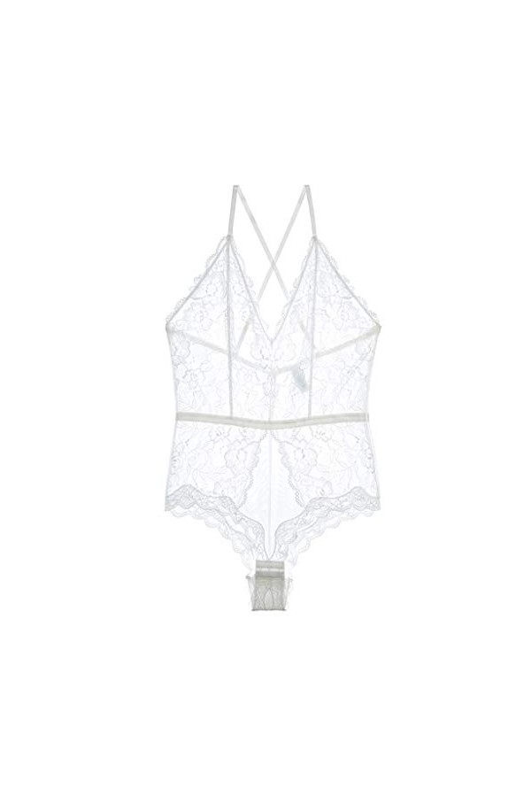 DLT Sexy Cils Dentelle col V Profond Femmes Chemises, Combinaison Chaude Mesh Lady Lingerie, Robe Sale Cou Nu Couleur : Noir