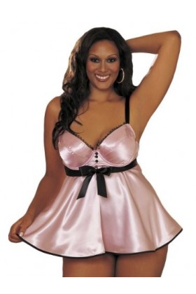 Shirley of Hollywood Nombre X25106&nbsp;Rose Taille 2&nbsp;X Smoking Charmeuse Nuisette style babydoll