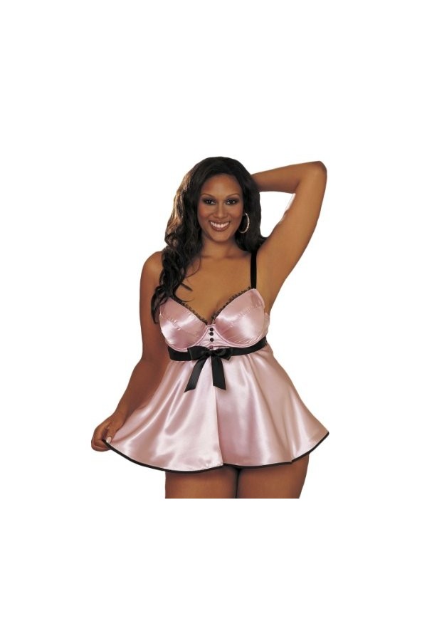 Shirley of Hollywood Nombre X25106&nbsp;Rose Taille 2&nbsp;X Smoking Charmeuse Nuisette style babydoll