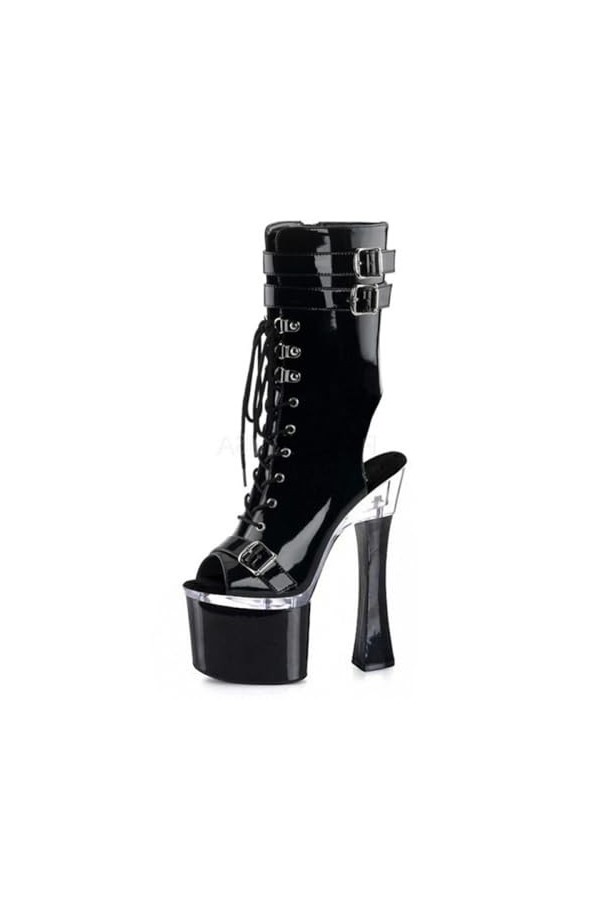 PROMI Talon Aiguille Talons Hauts Noir 15cm Bottes Basses Modèle Pour Femmes Chaussures Pole Dance Bottes Courtes Pour Femmes