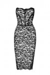 Noir Handmade F301 Robe corsage mi-longue en dentelle, Noir , M