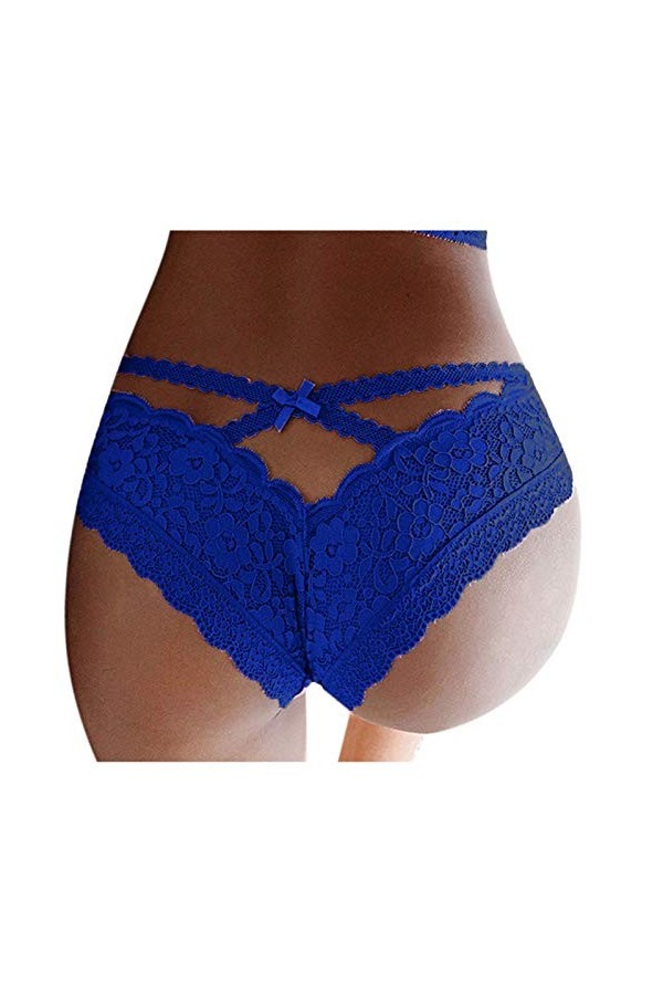 Blingko Culotte Femme Sexy Chic String Sexy Taille Basse Croiser T Back Slips Dentelle Lingerie Sexy String Transparent sous-