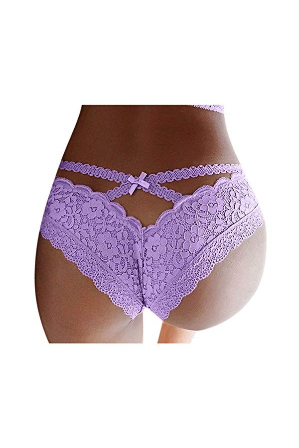 Blingko Culotte Femme Sexy Chic String Sexy Taille Basse Croiser T Back Slips Dentelle Lingerie Sexy String Transparent sous-