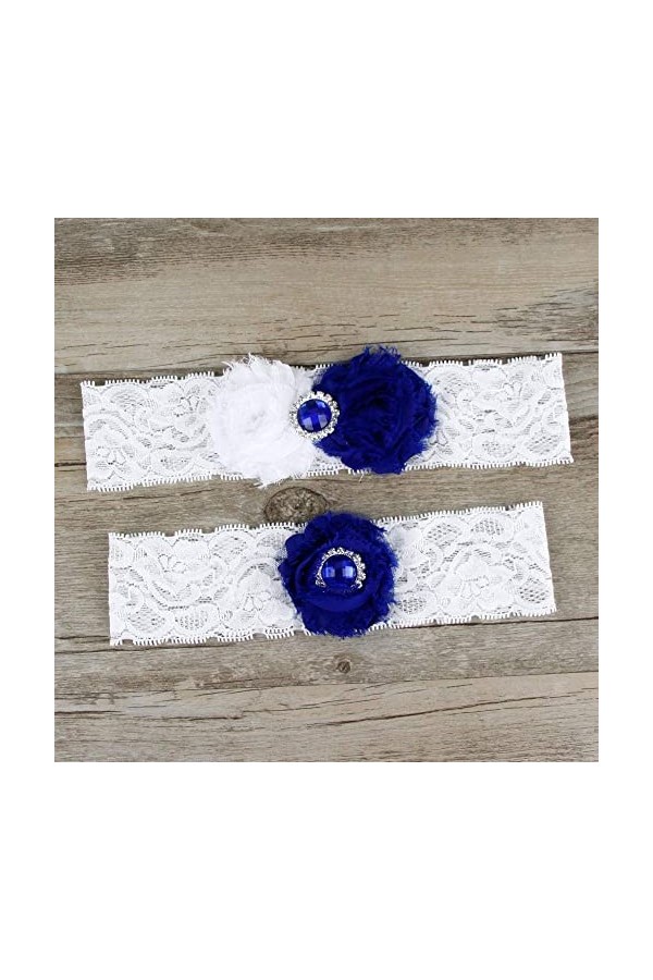 TONZN Jarretière élastiquée avec nœud en Dentelle, Plaque de mariée jarretière en Dentelle Fleurie-Blanc_Taille Unique Taill