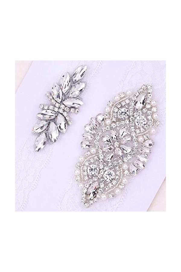 Ensemble porte-jarretelles en dentelle, accessoires de mariage en dentelle de diamant faits à la main jarretière-blanc BR_XL,