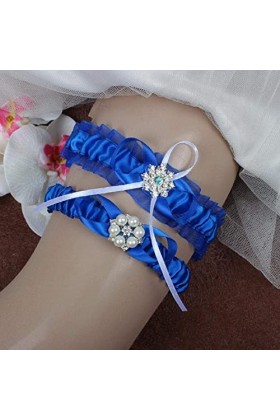 TONZN Accessoires mariée jarretière de Mariage,Accessoires de Robe de mariée mariée Dentelle Extensible Boucle de Jambe Porte