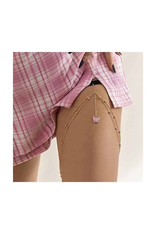 GOOFFY WXYNHHD Bohème Multicouche Perlé Jambe Chaîne for Femmes Sexy Long Gland Pendentif Jambe Cuisse Harnais Jarretières