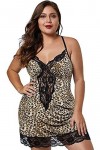 AKAZI Lingerie Sexy pour la Saint-Valentin, Ensemble de Lingerie Sexy léopard Grande Taille pour Femmes, Nuisette à col en V,