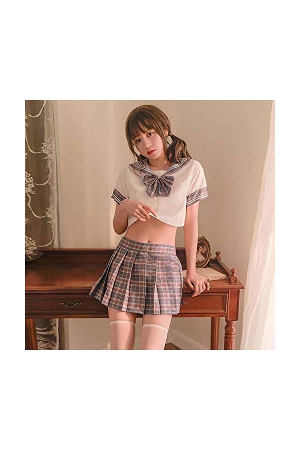 Uniforme décolière sexy pour femme Cosplay Lingerie à bretelles Costume de lingerie décolière japonaise Déguisement Jeu de 