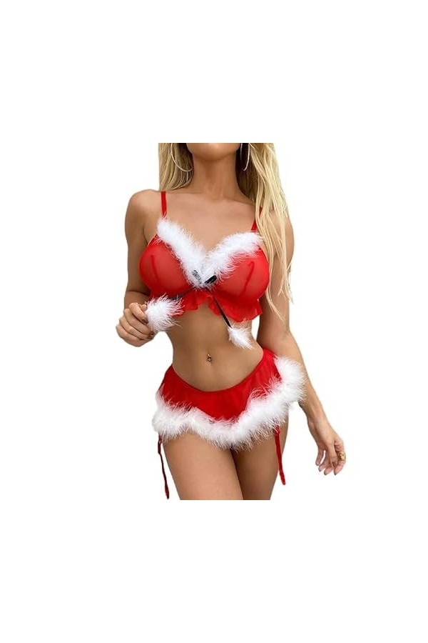 Thème de Noël Lingerie Sexy pour Femme Babydoll Robe érotique Couple Produits de Grande Taille Ensemble de Vêtements Flirt po