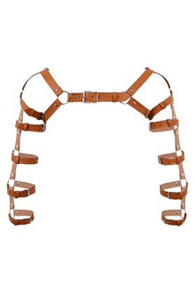 Mengsiy Hommes Clubwear Faux Cuir Corps Poitrine Muscle Ceinture Sexy Hommes Corps Cage Gay Réservoir O Anneau Épaule Armure 