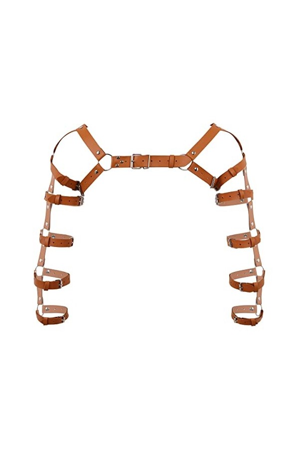 Mengsiy Hommes Clubwear Faux Cuir Corps Poitrine Muscle Ceinture Sexy Hommes Corps Cage Gay Réservoir O Anneau Épaule Armure 