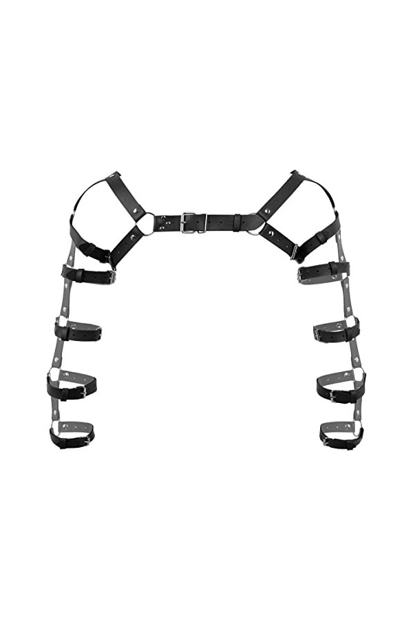 Mengsiy Hommes Clubwear Faux Cuir Corps Poitrine Muscle Ceinture Sexy Hommes Corps Cage Gay Réservoir O Anneau Épaule Armure 