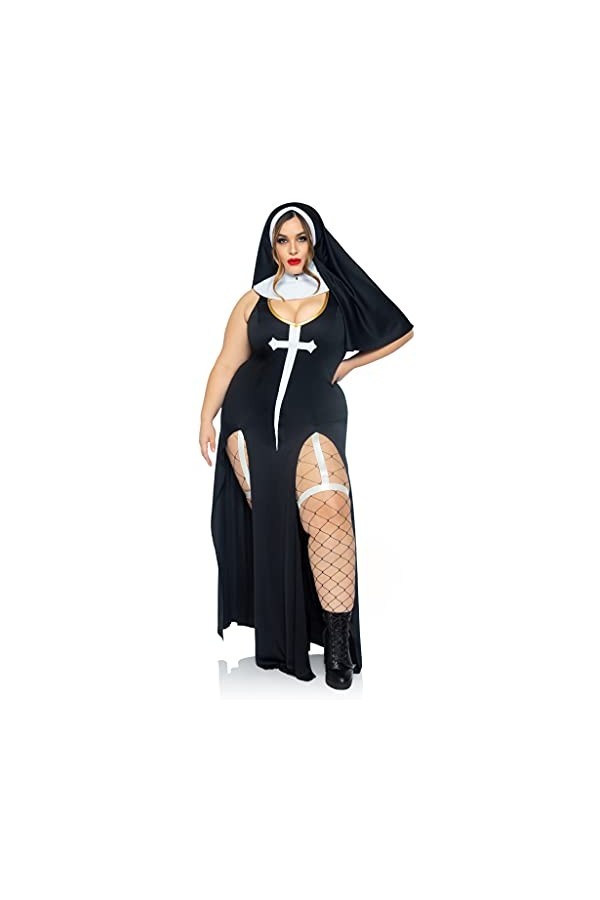 Leg Avenue 86972X-00709 86972x Carnival Costume, Theme Party, Black White, 3X/4X Taglia Italiana 50/52 