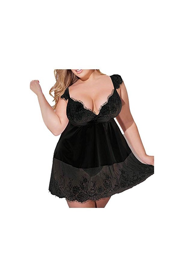 Huixin Ensemble De Lingerie Érotique pour Femmes Body Nuisette Vêtements Obsessive Sissy Shapewear pour Femmes Mesh Lace Chem