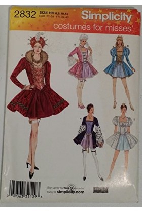 Simplicit 2832 Royal Costume robe courte Taille 6 12 pour femme