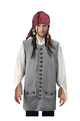 thecostumebase Gilet de pirate exact Costume Jack Sparrow XL Bleu