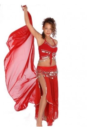 Miss Belly Dance Ensemble de Costume Belly Dance de | Skirt-Veil, Débardeur et Foulard Hip | SA Conception Ingénieuse