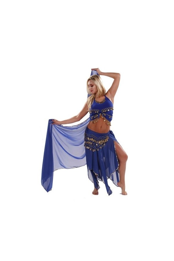 Miss Belly Dance Ensemble de Costume Belly Dance de | Skirt-Veil, Débardeur et Foulard Hip | SA Conception Ingénieuse