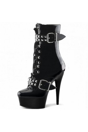 PROMI Talon Aiguille Bottes À Talons Hauts Noires 15/20cm Bottes Courtes De Mode Pour Femmes-black-15cm||41