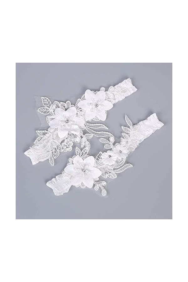 TONZN Ensemble de Porte-Jarretelles en Dentelle, Accessoires de Robe de mariée jarretière en Dentelle, jarretières pour marié