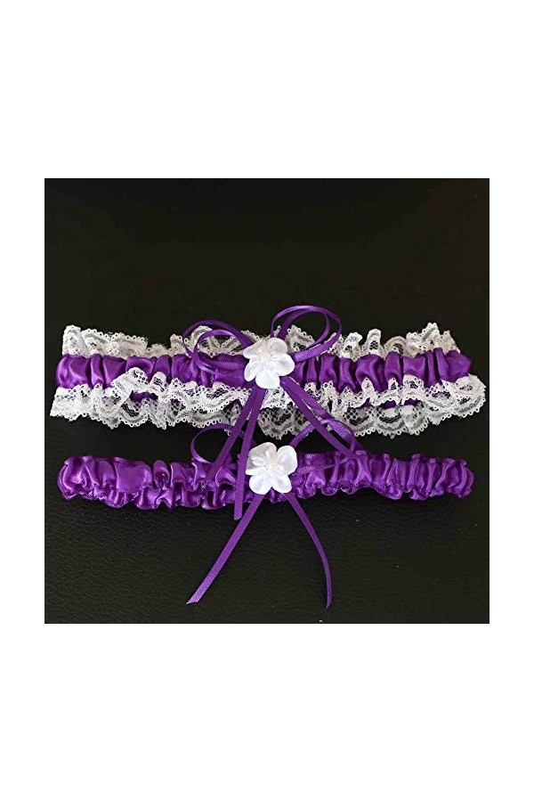 Jarretière personnalisée, Jarretière de jambe de mariage avec nœud en dentelle-Vin rouge_Taille unique, Cadeaux de mariage po