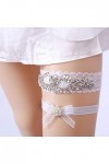 Dames Ceinture 2 pièces Mariage mariée Jambe jarretière Ornements Perle Strass Dentelle mariée Jambe décoration jarretière po