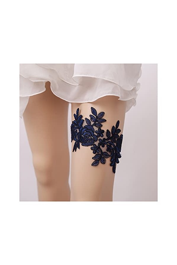 Jarretière en Dentelle pour Femme Cadeau de soirée de Poule Jarretière de Mariage pour Les mariées Couleur : Marine Marine