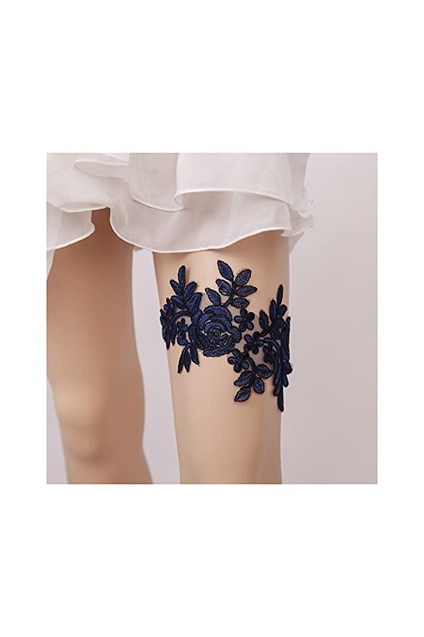 Jarretière en Dentelle pour Femme Cadeau de soirée de Poule Jarretière de Mariage pour Les mariées Couleur : Marine Marine