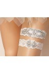 Jarretière de Mariage en Dentelle Florale, Accessoires de Mariage Nuptiale Porte-Jarretelles en Dentelle Extensible avec Stra