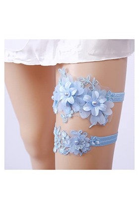 Jarretière en Dentelle pour Bal de Mariage, Accessoires de mariée jarretière de Mariage Couleur : Bleu Bleu Bleu 