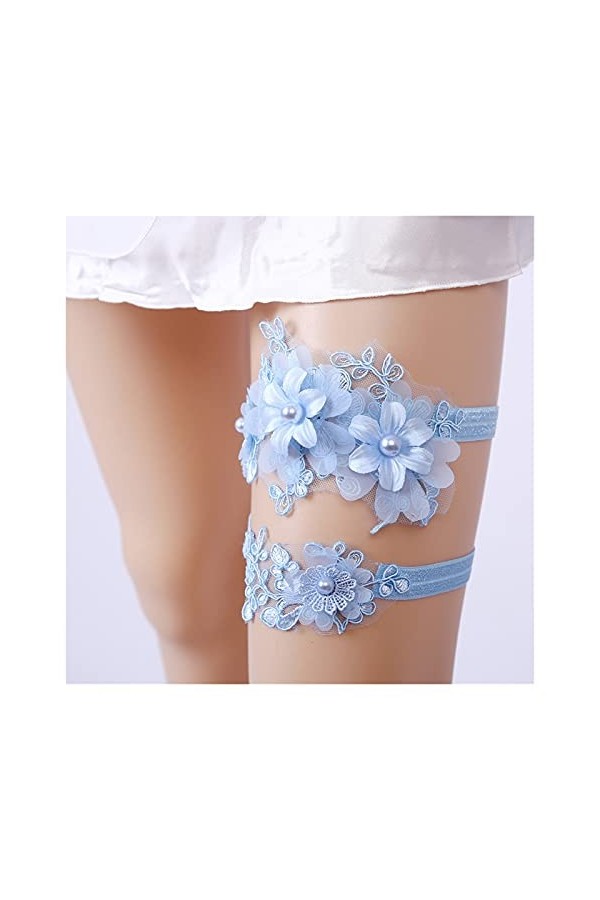 Jarretière en Dentelle pour Bal de Mariage, Accessoires de mariée jarretière de Mariage Couleur : Bleu Bleu Bleu 