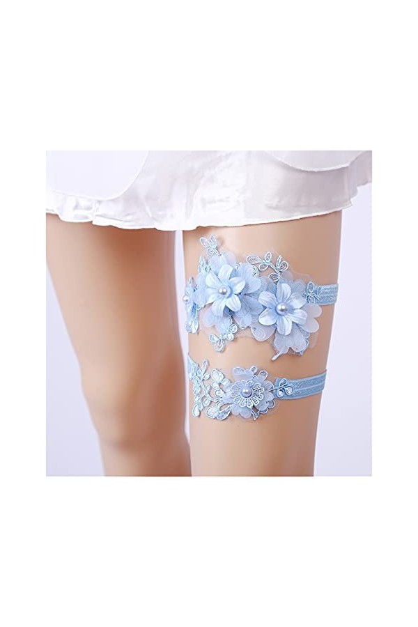 Jarretière en Dentelle pour Bal de Mariage, Accessoires de mariée jarretière de Mariage Couleur : Bleu Bleu Bleu 