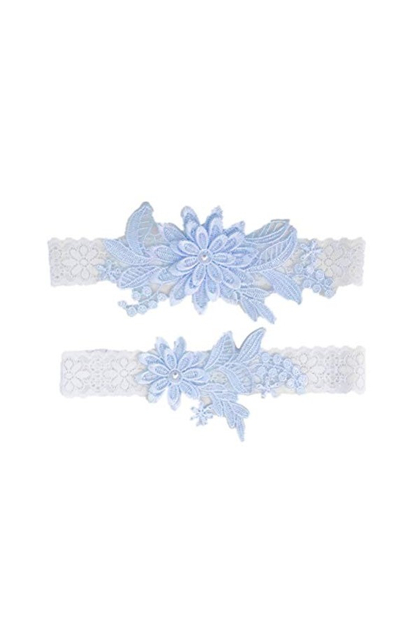 ceinture 2Pcs Mariée Jarretière Dentelle Floral Perle Incrusté Élastique Jarretière Ceintures Ornements De Jambe pour La Céré