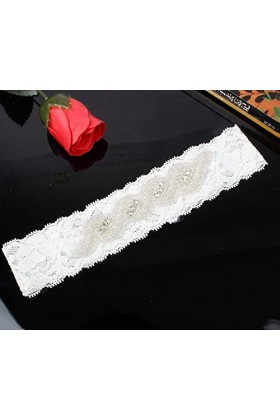 Jarretière en Dentelle de Ruban de Satin, Accessoires de Robe de mariée en Dentelle Extensible Porte-Jarretelles avec Boucle 