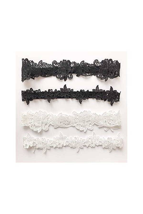 2pcs / Set Jarretière de Mariage Dentelle Brodé Floral Sexy Jarretière Dames/Anneaux de Cuisse de Mariée Couleur : Bleu, Tai