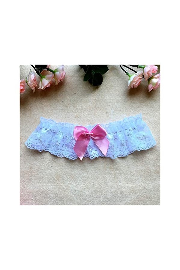 2pcs / Set Jarretière de Mariage Dentelle Brodé Floral Sexy Jarretière Dames/Anneaux de Cuisse de Mariée Couleur : Bleu, Tai